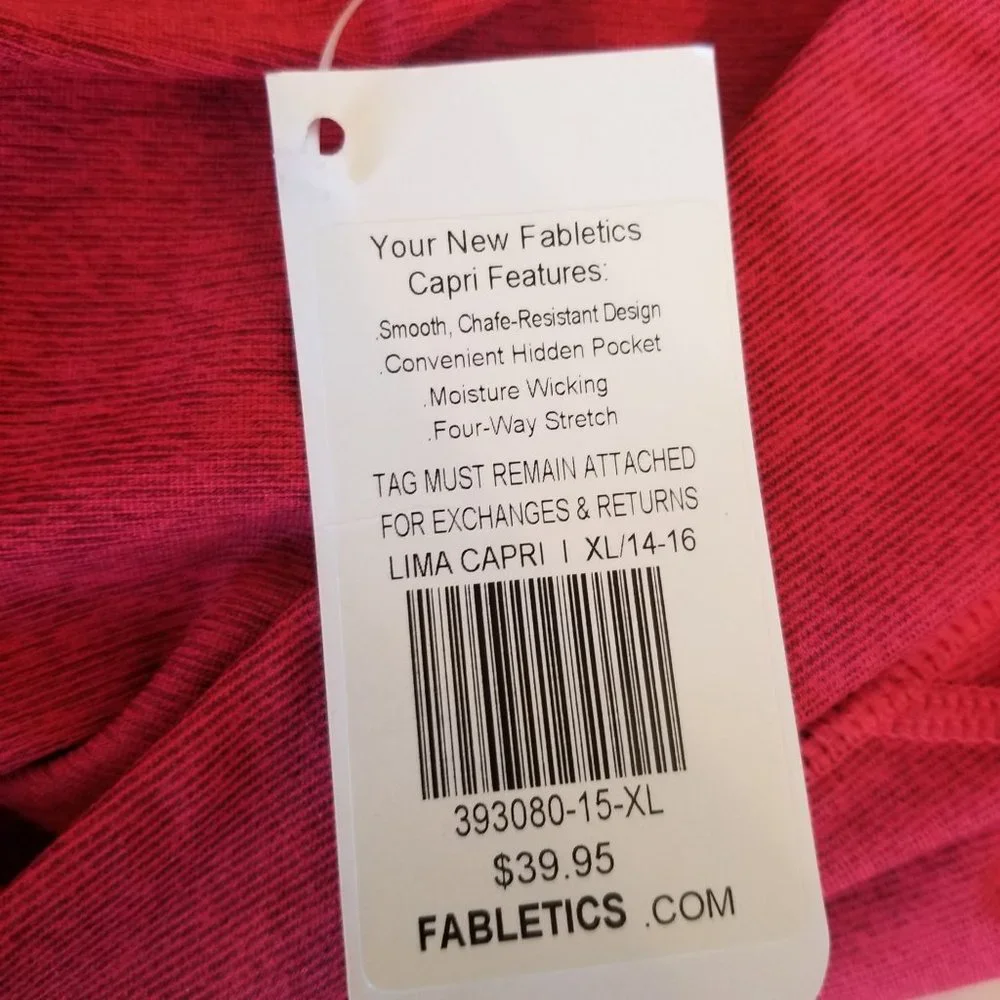 Fabletics LIMA Capri XL Red Stretch Leggings Athleisure‎ Athletic NWT Yoga